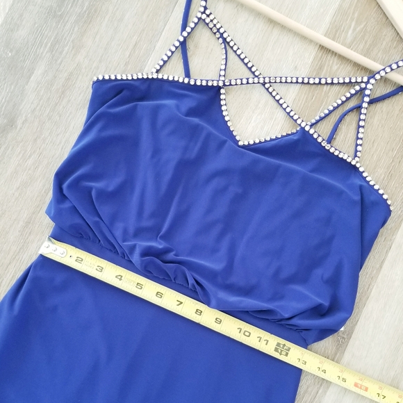 Adrianne Papell Cobalt Blue Formal Dress Rhinestone Crystal Straps Designer NWT - Picture 9 of 15